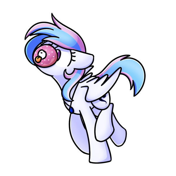 Size: 1240x1240 | Tagged: safe, artist:sugar morning, derpibooru import, oc, oc:starburn, unofficial characters only, pegasus, pony, donut, donutsnootle, female, food, horse problems, image, jewelry, mare, mlem, necklace, png, silly, simple background, solo, tongue out, transparent background