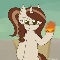 Size: 3024x3024 | Tagged: safe, artist:toonboy92484, derpibooru import, oc, oc:allegro dolce, pony, unicorn, bard, death stare, fantasy class, fire, fireball, glare, image, png