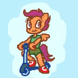 Size: 512x512 | Tagged: safe, artist:gorby, derpibooru import, scootaloo, anthro, cute, cutealoo, derpibooru exclusive, female, image, lowres, pixel art, png, scooter, solo