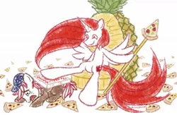 Size: 1200x782 | Tagged: safe, artist:rainspeak, derpibooru import, alicorn, earth pony, pony, canada, food, image, jpeg, pineapple, pineapple pizza, pizza, pizza box, throne, united states