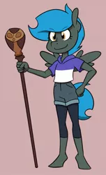 Size: 635x1046 | Tagged: safe, artist:whatsapokemon, derpibooru import, oc, oc:jade shine, anthro, pegasus, anthro oc, clothes, cosplay, costume, female, filly, image, jpeg, luz noceda, owlbert, palisman, the owl house, wings, young
