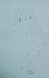 Size: 1280x2040 | Tagged: safe, artist:aleuoliver, derpibooru import, oc, unofficial characters only, alicorn, pony, alicorn oc, ear fluff, female, horn, image, jpeg, lineart, mare, monochrome, solo, traditional art, wings