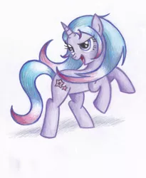 Size: 881x1076 | Tagged: safe, artist:miyukikyki, derpibooru import, oc, unofficial characters only, pony, unicorn, colored pencil drawing, image, jpeg, ponysona, simple background, solo, traditional art, white background