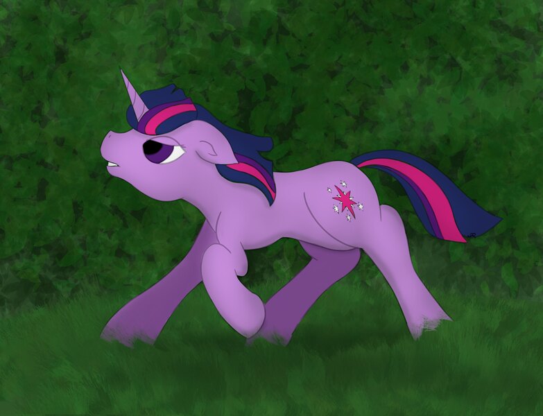 Size: 2704x2072 | Tagged: safe, artist:snow quill, derpibooru import, twilight sparkle, pony, unicorn, grass, image, jpeg, maze, running, scared, story in the source, unicorn twilight