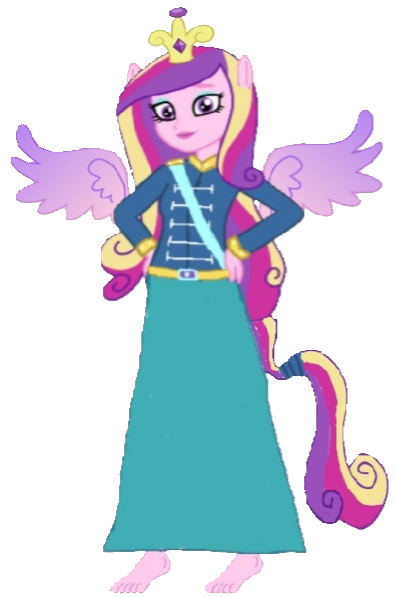 Size: 395x597 | Tagged: safe, artist:loomytyranny, derpibooru import, alicorn, hybrid, equestria girls, barefoot, cadence crystal, canada, crown, feet, image, jewelry, monarch, monarchist, png, ponytail, regalia, wings