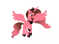 Size: 2048x1536 | Tagged: safe, artist:laalaaangel, derpibooru import, ponified, alicorn, pony, alicornified, flying, hoof shoes, image, jewelry, peytral, png, race swap, raised hoof, simple background, six (musical), solo, spread wings, tiara, white background, wings