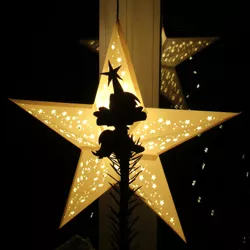 Size: 1024x1025 | Tagged: safe, alternate version, artist:malte279, derpibooru import, derpy hooves, christmas, christmas lights, christmas tree, craft, derpy star, hearth's warming eve, holiday, image, jpeg, metal foil, relief, silhouette, stars, tree