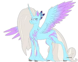 Size: 5000x4000 | Tagged: safe, artist:chazmazda, derpibooru import, oc, oc:charlie gallaxy-starr, unofficial characters only, pony, feather, glow up, horn, image, long hair, new design, photo, png, simple background, solo, speedpaint, transparent background, wings
