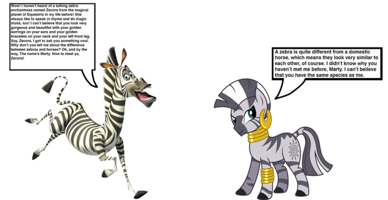 Size: 1024x528 | Tagged: safe, artist:optimusbroderick83, derpibooru import, edit, zecora, zebra, bracelet, ear piercing, earring, female, image, implied shipping, implied straight, it came from deviantart, jewelry, madagascar (movie), male, marty, neck rings, piercing, png, quadrupedal, simple background, the penguins of madagascar, transparent background