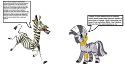 Size: 1024x528 | Tagged: safe, artist:optimusbroderick83, derpibooru import, edit, zecora, zebra, bracelet, ear piercing, earring, female, image, implied shipping, implied straight, it came from deviantart, jewelry, madagascar (movie), male, marty, neck rings, piercing, png, quadrupedal, simple background, the penguins of madagascar, transparent background