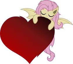 Size: 3500x3087 | Tagged: safe, artist:godoffury, derpibooru import, fluttershy, bat pony, pony, bat ponified, female, flutterbat, heart, hearts and hooves day, holiday, image, png, race swap, simple background, solo, transparent background, valentine's day, vector