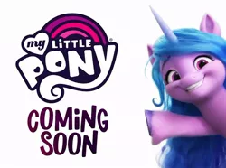 Size: 902x671 | Tagged: safe, derpibooru import, izzy moonbow, pony, unicorn, coming soon, cute, g5, image, izzybetes, jpeg, my little pony logo, solo