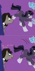 Size: 750x1502 | Tagged: safe, artist:jitterbugjive, derpibooru import, doctor whooves, time turner, twilight sparkle, hengstwolf, pegasus, pony, unicorn, werewolf, windigo, ask discorded whooves, twilight unbound, 2 panel comic, ask, bowtie, comic, crossover, dialogue, discord whooves, doctor who, gritted teeth, image, multiverse, png, race swap, sonic the hedgehog (series), sonic unleashed, style emulation, tardis, the doctor, tumblr, tumblr crossover, werelight shine