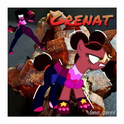 Size: 1080x1080 | Tagged: safe, artist:luna.queex, derpibooru import, ponified, earth pony, pony, abstract background, angry, clothes, duo, eyelashes, female, garnet (steven universe), image, jpeg, mare, steven universe