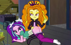 Size: 1280x816 | Tagged: suggestive, artist:gmaplay, derpibooru import, adagio dazzle, aria blaze, equestria girls, arse-ia blaze, ass, butt, clothes, discipline, duo, duo female, female, image, jpeg, panties, panties around legs, panties pulled down, spank, spank mark, spanking, underwear