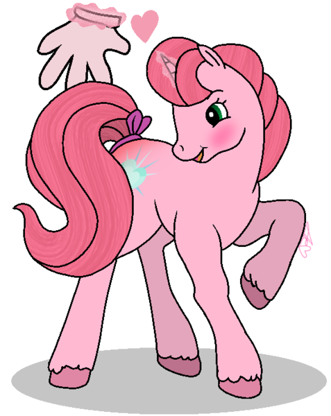 Size: 557x701 | Tagged: suggestive, artist:muhammad yunus, derpibooru import, ponified, pony, unicorn, abuse, aelita schaeffer, base used, blushing, bow, code lyoko, female, g2, heart, image, levitation, magic, mare, png, red butt, simple background, slap, solo, spank mark, tail bow, telekinesis, transparent background