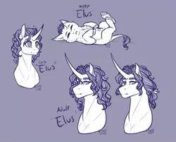 Size: 1019x819 | Tagged: safe, artist:kimyowolf, derpibooru import, oc, oc:elus, pony, unicorn, baby, baby pony, colt, image, jpeg, male, monochrome, solo, stallion