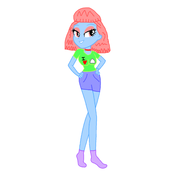 Size: 1280x1280 | Tagged: safe, artist:mario101, artist:smbros, derpibooru import, oc, oc:sugar sally, unofficial characters only, equestria girls, clothes, eyes half closed, eyeshadow, food, hands on hip, heart, image, makeup, png, rule 63, shorts, simple background, solo, sugar (food), transparent background