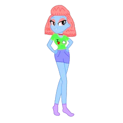 Size: 1280x1280 | Tagged: safe, artist:mario101, artist:smbros, derpibooru import, oc, oc:sugar sally, unofficial characters only, equestria girls, clothes, eyes half closed, eyeshadow, food, hands on hip, heart, image, makeup, png, rule 63, shorts, simple background, solo, sugar (food), transparent background