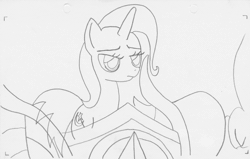 Size: 1200x762 | Tagged: safe, artist:ciaran, derpibooru import, trixie, unicorn, magic duel, animated, black and white, chariot, derpibooru exclusive, eyeroll, female, frame by frame, gif, grayscale, image, lowres, missing accessory, monochrome, pencil drawing, simple background, traditional animation, traditional art, tree
