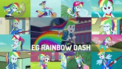 Size: 1952x1099 | Tagged: safe, derpibooru import, edit, edited screencap, editor:quoterific, screencap, applejack, fluttershy, rainbow dash, sci-twi, twilight sparkle, human, equestria girls, equestria girls (movie), equestria girls series, forgotten friendship, friendship games, i'm on a yacht, rainbow rocks, run to break free, sock it to me, spring breakdown, stressed in show, stressed in show: rainbow dash, sunset's backstage pass!, wake up!, spoiler:eqg series (season 2), backpack, cap, clothes, cute, cutie mark, cutie mark on clothes, dashabetes, eyes closed, female, geode of super speed, guitar, hat, image, magical geodes, motorcycle, musical instrument, open mouth, png, ponied up, rainbow, ship, soccer ball (object), solo, sports, swimsuit, teeth, volleyball