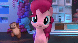 Size: 1920x1080 | Tagged: safe, derpibooru import, screencap, pinkie pie, earth pony, hedgehog, pony, hello pinkie pie, animated, butt shake, dancing, female, image, looking at you, mare, webm