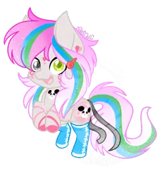 Size: 1080x1160 | Tagged: safe, artist:silentwolf-oficial, derpibooru import, oc, oc:pandita, unofficial characters only, earth pony, pony, clothes, earth pony oc, image, open mouth, png, rear view, signature, simple background, smiling, socks, solo, transparent background, watermark