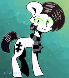 Size: 678x768 | Tagged: safe, artist:scribbles151, derpibooru import, oc, earth pony, pony, clothes, earth pony oc, green eyes, image, looking at you, male, marelyn manson, marilyn manson, png, scarf, simple background, solo, stallion, white coat