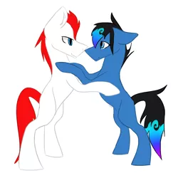 Size: 2000x2000 | Tagged: safe, artist:toptian, derpibooru import, oc, unofficial characters only, earth pony, pony, bipedal, dancing, duo, earth pony oc, image, male, png, simple background, stallion, white background