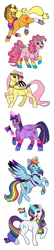 Size: 2102x9784 | Tagged: safe, artist:bellbell123, derpibooru import, applejack, fluttershy, pinkie pie, rainbow dash, rarity, twilight sparkle, twilight sparkle (alicorn), alicorn, earth pony, pegasus, pony, unicorn, applejack's hat, asexual, asexual pride flag, bandana, biromantic, biromantic pride flag, bow, clothes, cowboy hat, dyed hair, dyed mane, eyeshadow, face paint, female, floral head wreath, flower, freckles, gay pride flag, glowing horn, grin, hat, headband, headcanon, heart, heteromantic, heteromantic pride flag, horn, image, leg warmers, levitation, lgbt headcanon, magic, makeup, mane six, mare, mouth hold, one eye closed, open mouth, pansexual, pansexual pride flag, png, pride, pride flag, raised hoof, raised leg, scarf, sexuality headcanon, simple background, smiling, socks, straight ally, straight ally flag, striped socks, tail bow, tanktop, telekinesis, wall of tags, white background, wink, wristband