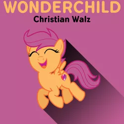 Size: 8000x8000 | Tagged: safe, artist:poniesmemes, derpibooru import, apple bloom, scootaloo, sweetie belle, ponified, pegasus, pony, album cover, christian walz, cutie mark, cutie mark crusaders, derpibooru exclusive, gradient, image, orange text, pink background, png, ponified album cover, simple background, solo, text, the cmc's cutie marks