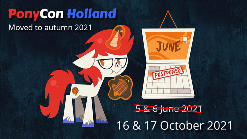 Size: 980x551 | Tagged: safe, artist:spacekitsch, derpibooru import, oc, oc:stroopwafeltje, oc:waffles, 2021, image, jpeg, netherlands, ponycon holland, solo