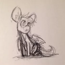 Size: 1756x1759 | Tagged: safe, artist:chiramii-chan, derpibooru import, oc, oc:murky, pegasus, fallout equestria, fallout equestria: murky number seven, big ears, fanfic art, image, jpeg, pencil drawing, traditional art