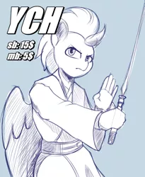 Size: 884x1080 | Tagged: safe, artist:felixf, derpibooru import, oc, anthro, anthro oc, commission, crossover, image, jedi, jedi knight, jpeg, lightning, lightsaber, sith, star wars, weapon, ych sketch, your character here