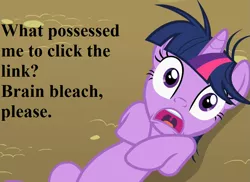 Size: 891x648 | Tagged: safe, derpibooru import, edit, edited screencap, screencap, twilight sparkle, pony, unicorn, lesson zero, brain bleach, cropped, image, messy mane, png, reaction image, solo, speech, talking, twilight snapple, what has been seen