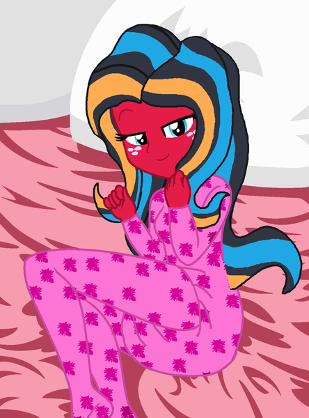 Size: 1192x1612 | Tagged: suggestive, alternate version, artist:lynnthenerdkitty, derpibooru import, equestria girls, abdl, bed, crossover, detailed diaper, diaper, equestria girls-ified, fetish, footed sleeper, image, on bed, png, poofy diaper, sleepy, smiling, transformers, windblade