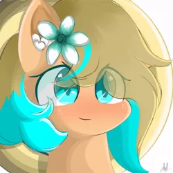 Size: 1200x1200 | Tagged: safe, artist:grithcourage, derpibooru import, oc, oc:grith courage, earth pony, pony, anime style, blushing, cute, evolution, flower, icon, image, jpeg, looking at each other, short hair