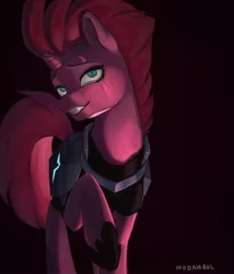 Size: 1700x1985 | Tagged: safe, artist:nodambol, derpibooru import, tempest shadow, pony, unicorn, armor, broken horn, female, horn, image, jpeg, looking at you, mare, scar on the wrong side, slasher smile, smiling, solo
