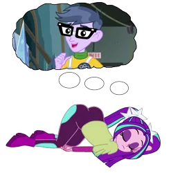 Size: 3000x3000 | Tagged: safe, artist:gmaplay, derpibooru import, aria blaze, microchips, equestria girls, ariachips, arse-ia blaze, ass, ass up, butt, dream bubble, eyes closed, female, image, male, png, shipping, simple background, sleeping, straight, transparent background