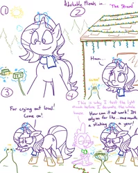 Size: 4779x6013 | Tagged: safe, artist:adorkabletwilightandfriends, derpibooru import, spike, starlight glimmer, dragon, pony, unicorn, comic:adorkable twilight and friends, adorkable, adorkable friends, angry, boots, christmas, christmas decorations, christmas lights, clothes, comic, cute, dork, family, female, friendship, funny, glowing horn, happy, hearth warming decorations, hearths warming, holiday, horn, humor, image, magic, male, mare, nature, outdoors, plug, png, preparation, relatable, scarf, shoes, silly, slice of life, telekinesis, winter