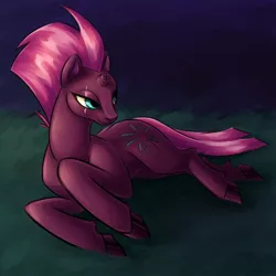 Size: 800x800 | Tagged: safe, artist:starlightshymmer, derpibooru import, fizzlepop berrytwist, tempest shadow, pony, unicorn, broken horn, colored hooves, female, horn, image, jpeg, lying down, mare, prone, solo