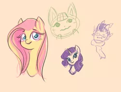 Size: 1250x950 | Tagged: safe, artist:hippykat13, derpibooru import, fluttershy, rarity, cat, pegasus, pony, unicorn, animal crossing, eridan ampora, homestuck, image, merry (animal crossing), png, sketch, sketch dump