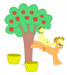 Size: 1600x1800 | Tagged: safe, artist:nate5700, derpibooru import, applejack, earth pony, pony, apple, applebucking, food, image, png, simple background, solo, tree, white background