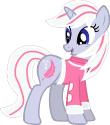 Size: 411x468 | Tagged: safe, artist:bronybase, artist:pegasski, derpibooru import, oc, unofficial characters only, pony, unicorn, base used, clothes, eyelashes, female, horn, image, looking back, mare, open mouth, png, simple background, solo, transparent background, unicorn oc