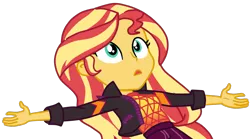 Size: 1392x776 | Tagged: safe, artist:gmaplay, derpibooru import, sunset shimmer, equestria girls, equestria girls series, sunset's backstage pass!, spoiler:eqg series (season 2), female, image, photosynthesis, png, simple background, solo, transparent background