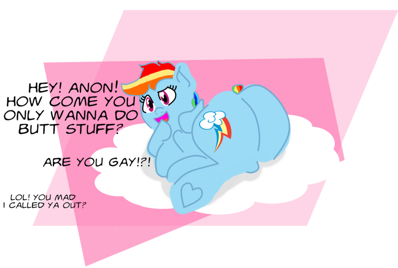 Size: 3553x2394 | Tagged: suggestive, artist:ihopeidontgetraped, derpibooru import, rainbow dash, backwards cutie mark, butt, cloud, female, heart, heart hoof, image, implied anon, large butt, looking back, on a cloud, png, rainbutt dash, solo, underhoof