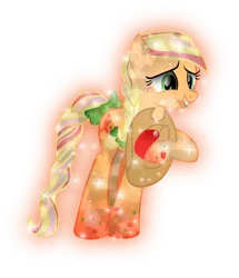 Size: 7006x8128 | Tagged: safe, artist:lincolnbrewsterfan, derpibooru import, applejack, crystal pony, earth pony, pony, crystallized pony, derpibooru exclusive, female, glow, gradient hooves, gradient mane, image, mare, png, rainbow power, rainbow power-ified, simple background, solo, transparent background