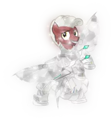 Size: 8000x8754 | Tagged: safe, artist:lincolnbrewsterfan, derpibooru import, oc, oc:lighthooves, unofficial characters only, crystal pony, cyborg, earth pony, pony, fallout equestria, fallout equestria: project horizons, absurd resolution, base used, crystallized, cyberpunk, dart launcher, derpibooru exclusive, fanfic art, image, level 4.5 (light model) (project horizons), male, png, simple background, smiling, solo, stallion, standing, transparent background, vector