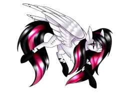 Size: 1400x1050 | Tagged: safe, artist:minelvi, derpibooru import, oc, oc:emala jiss, unofficial characters only, pegasus, pony, eye scar, eyelashes, heterochromia, image, pegasus oc, png, scar, simple background, socks (coat marking), solo, transparent background, wings