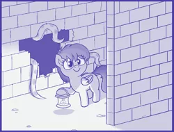 Size: 1418x1078 | Tagged: suggestive, artist:heretichesh, derpibooru import, daring do, pegasus, pony, brick wall, cute, daring dorable, female, filly, foal, foalcon, happy, image, impending doom, i've seen enough hentai to know where this is going, lantern, oblivious, png, ruins, sketch, tentacles, underage